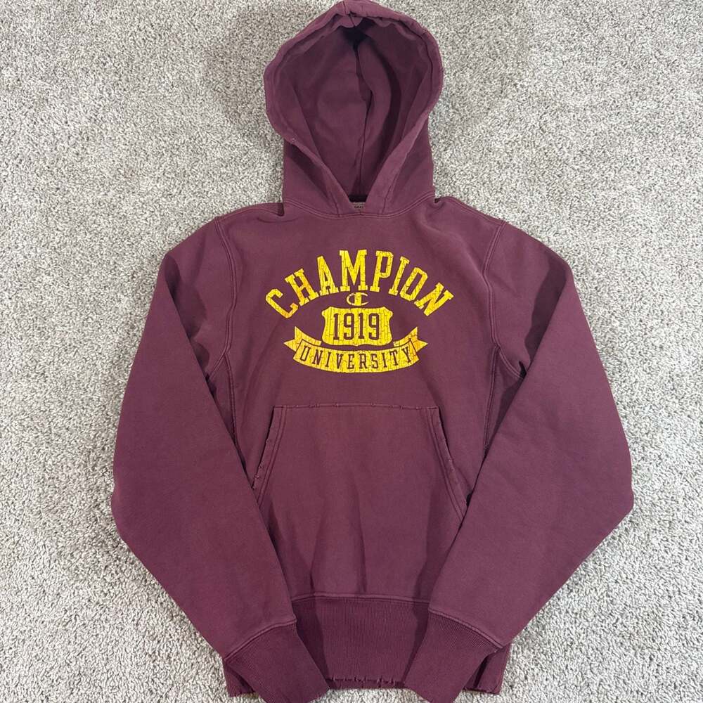 Champion Reverse Weave Champion University Hoodie Mens XS Maroon Gold EUC